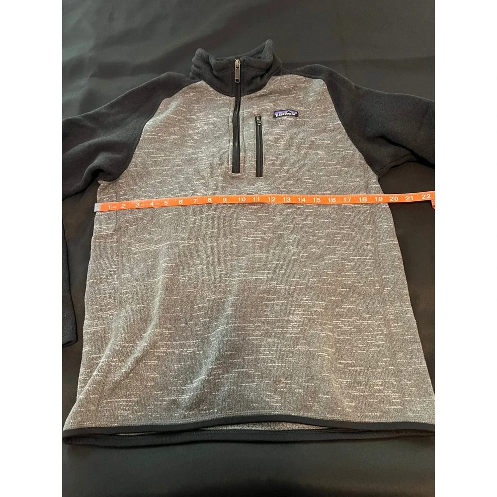 Patagonia Better Sweater Mens Medium Gray Black 1/4 Zip Fleece‎ Pullover Jacket